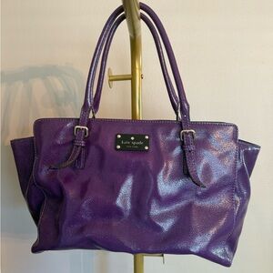Kate Spade New York Purple Glossy Pebbled Leather Satchel Shoulder Bag